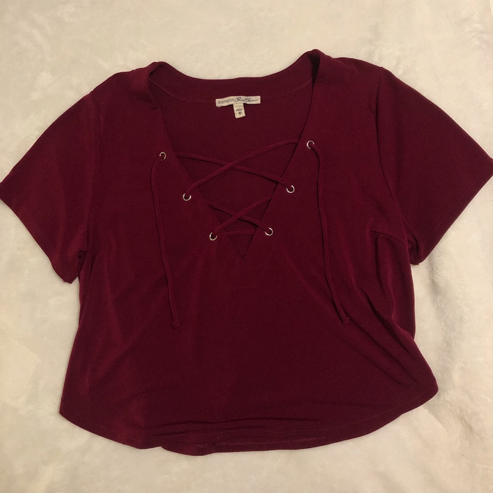 Burgundy Cross Top